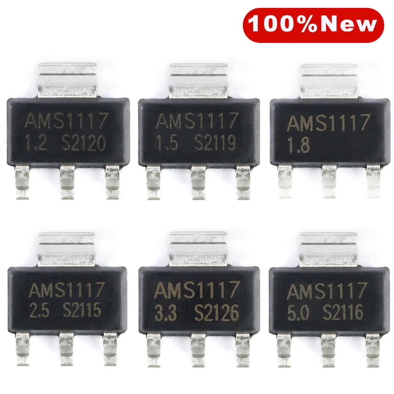 

1000pcs Original AMS1117-3.3V AMS1117-1.5V AMS1117-1.8V AMS1117-2.5V AMS1117-1.2V AMS1117-5.0V AMS1117-ADJ Linear Regulator