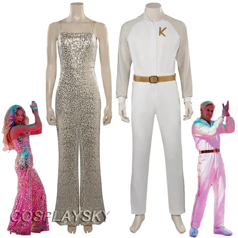 Marget Ken Cosplay Fantasy 80s Retro Disco Dance Wear 2023 Movie Barbei Disguise Adult Couple Lovers Cosplay Outsets