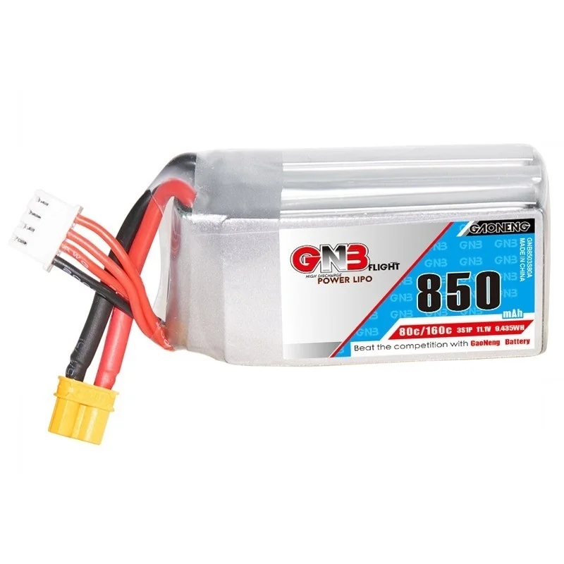 Upgrade Max 160C GNB 11.1V 850mAh 80C Lipo Battery For FPV Racing Drone Quadcopter Helicopter Spare Parts With XT30U-F Plug 3S