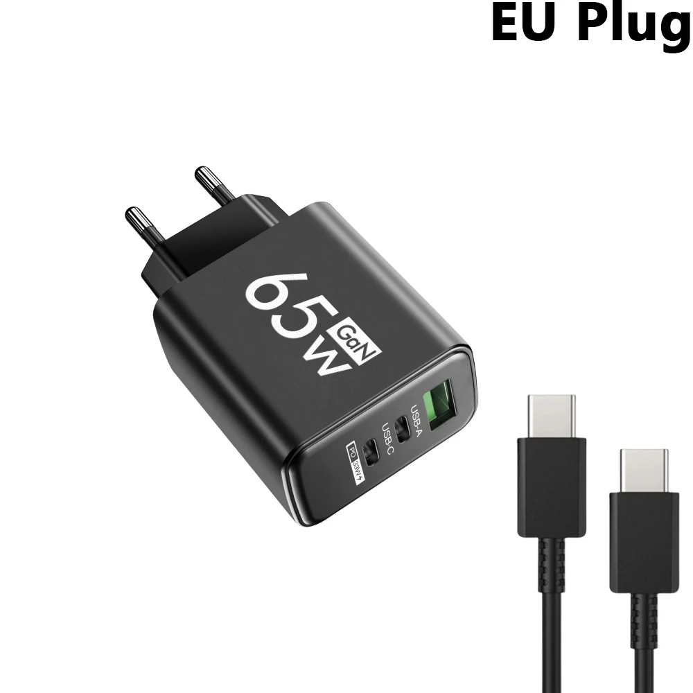 65W GaN USB-C PD Schnellladegerät QC 3.0 Wandadapter für iPhone 17 16 Pro Max Samsung Xiaomi Huawei EU US KR Stecker Quick Charge 3.0