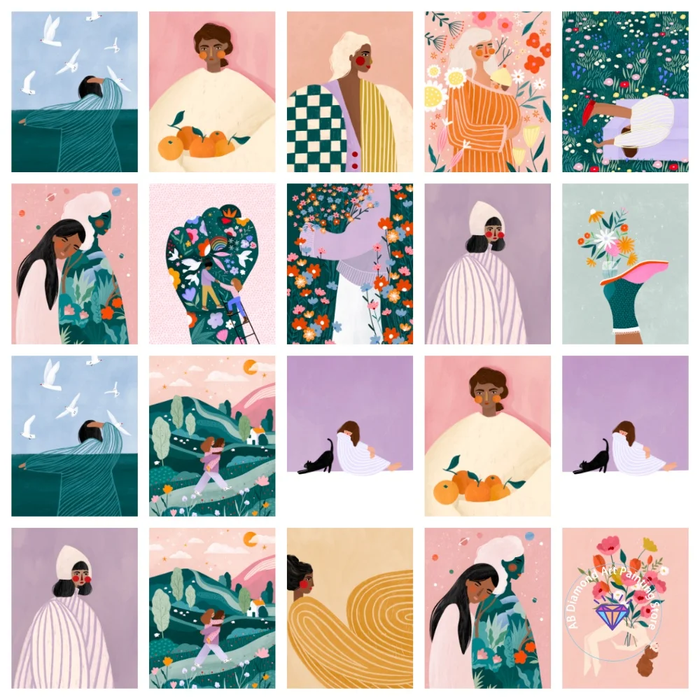 

Abstract Color Women AB Diamond Painting Kit Square Round Diamond 5D DIY Cross Embroidery Handmade Art Exquisite Gift Home Decor