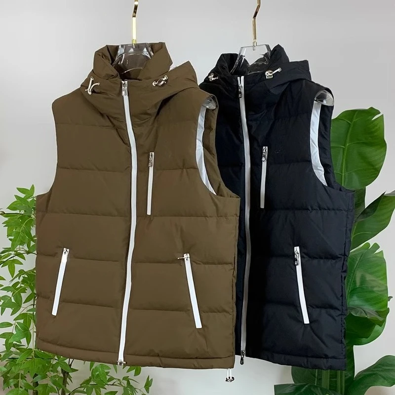 

BC Warm White Duck Down Hooded Casual Down Vest Jacket