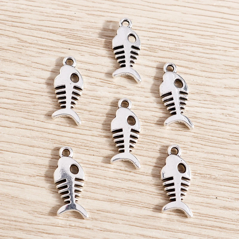 30 Stück 7x17mm Niedliche Legierungs-Fischgräten-Anhänger für die Herstellung von Ohrringen, Anhängern, Halsketten, DIY Handgemachten Armbändern und Schmuckzubehör – Detail 4