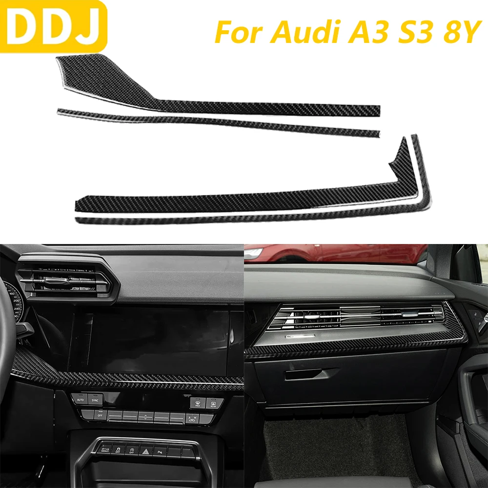 

For Audi A3 S3 8Y 2021-2025 Carbon Fiber Central Control Instrument Dashboard Panel Cover Trim Car Accessories Interior Sticker