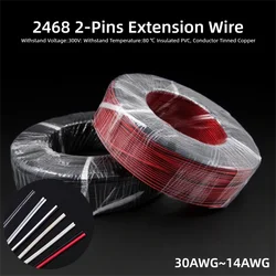 Cavo di rame elettrico a 2 Pin 28 26 24 22 20 18 16 AWG cavo di illuminazione a LED per lampada a strisce cavo di prolunga in PVC bianco nero rosso UL2468