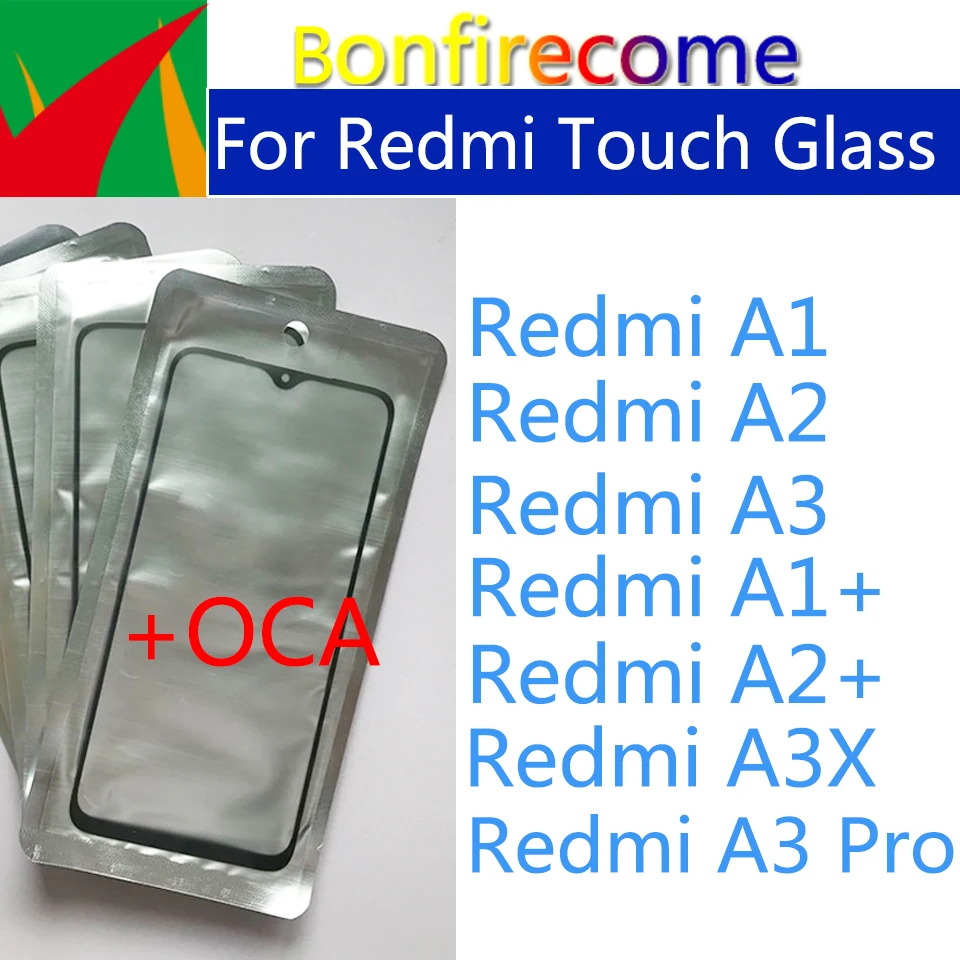 

Replacement For Xiaomi Redmi A1 A2 Plus A1+ A2+ A3 Pro A3X Touch Screen Panel Front Outer Glass Lens LCD Glass With OCA Glue