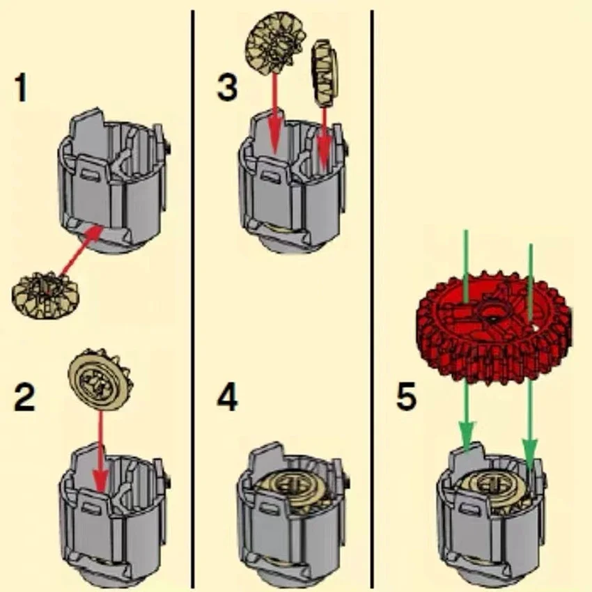 DIY klocki do budowy części MOC techniczna przekładnia różnicowa-28 zębów z otworem na okrągłą oś przekładnia różnicowa House 65414 + 65413 cegła