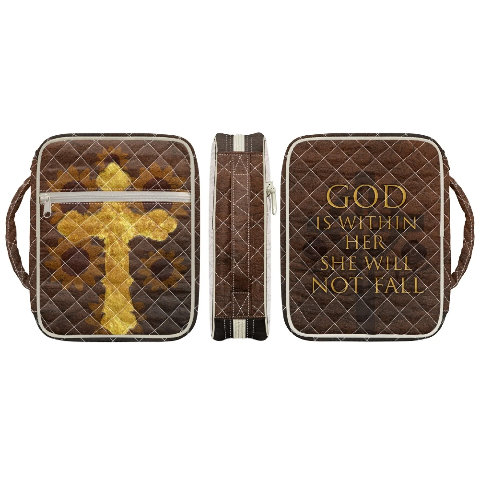 Coloranimal Golden Cross Portable Quilted Carrying Cases for Women Pocket Bible Study Bag 2026 Collection