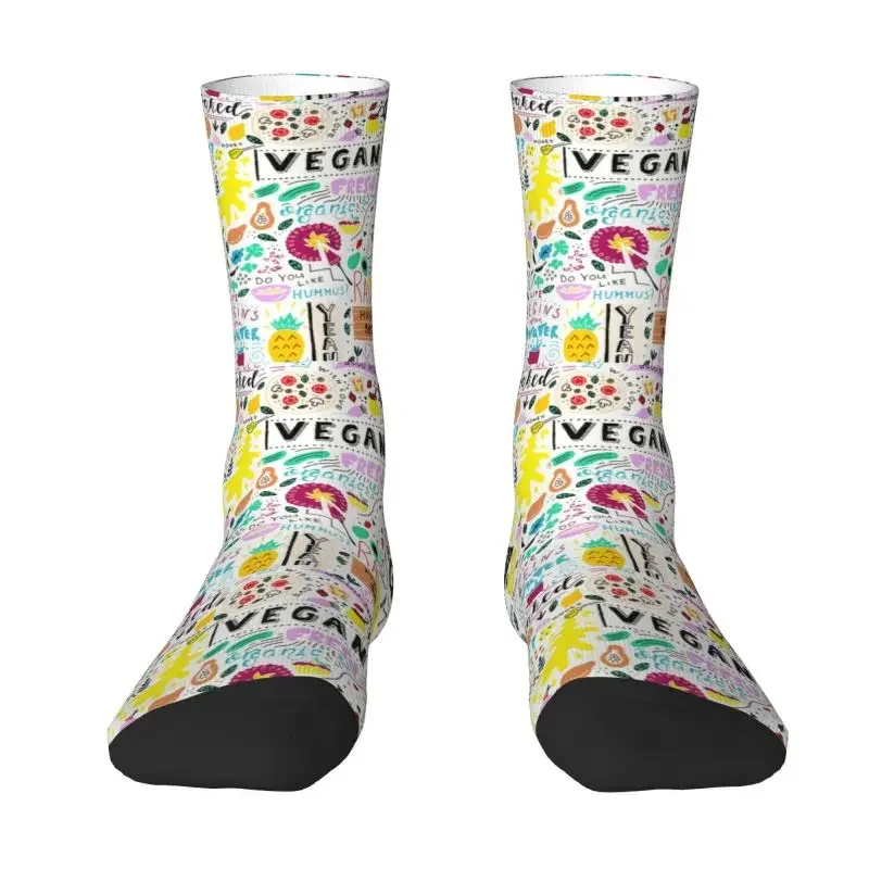 Vegan Fashion Mens Crew Socks Unisex Novelty Animals Nature Love Green Compassion Spring Summer Autumn Winter Dress Socks