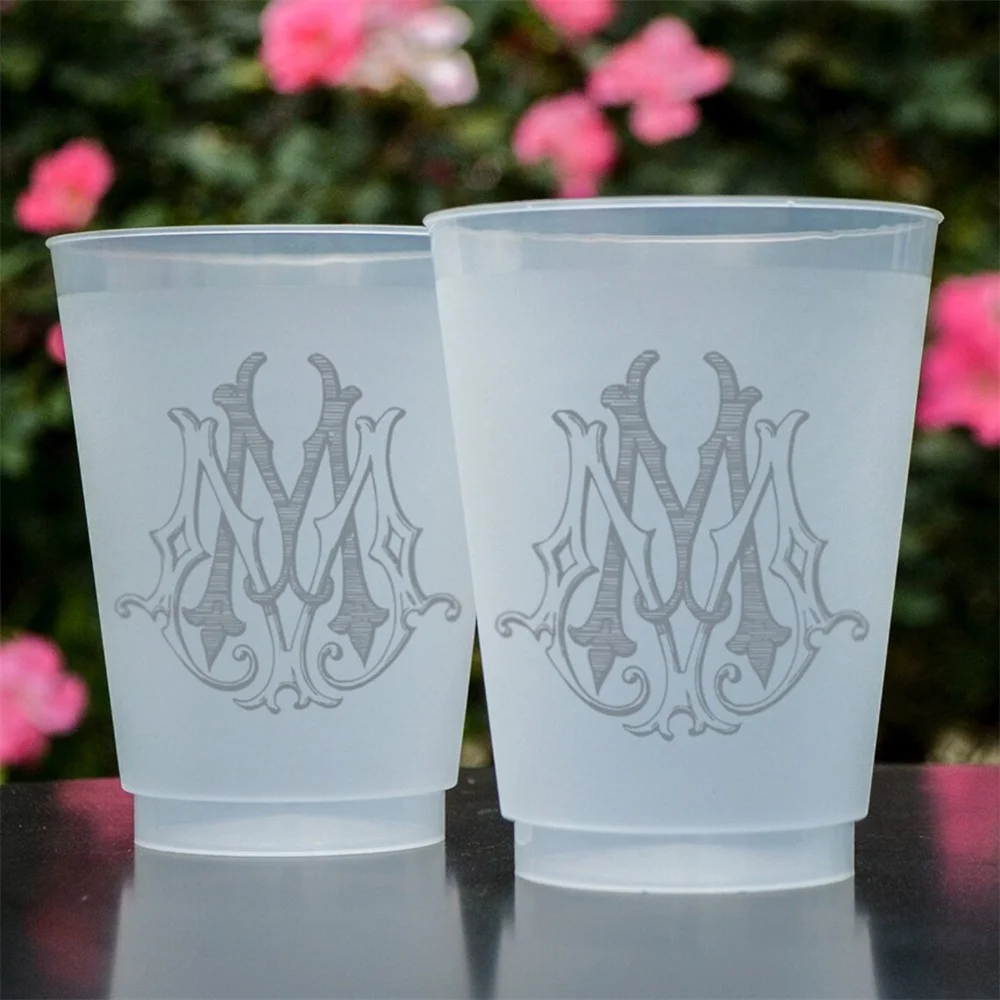 

Monogrammed Wedding Cups, Signature Cocktail, Shatterproof Frost Flex Cups, Custom Frosted Cups, Plastic Party Cups, Personalize