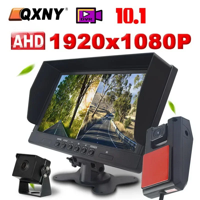 2CH 1920*1080P 10.1 In IPS Screen Car Truck Bus AHD DVR Monitor With Digital Video Recorder For Front Rear Reverse Backup Camera