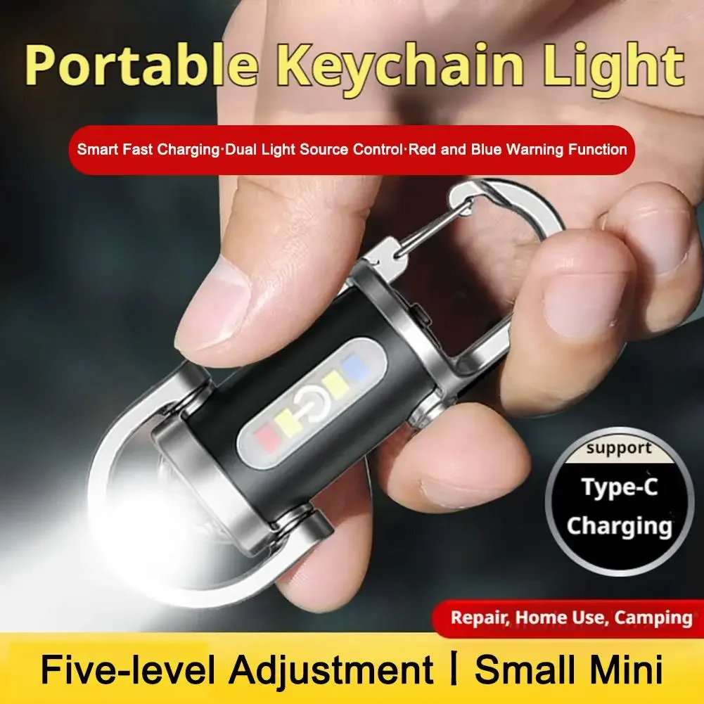 LED Keychain Flashlight Multifunctional COB Work Light Keyring Practical Mini Light Key Chain for Outdoor Activities J5Y8