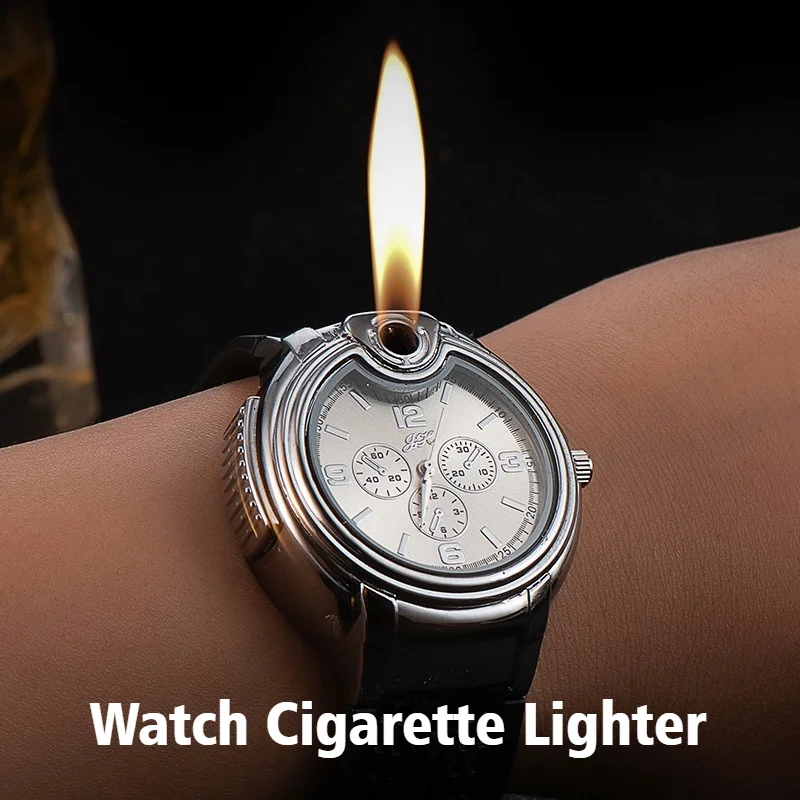 

Sports Watch Lighter Metal Open Flame Windproof Metal Inflatable Cigar Igniters 2-in-1 Cigarettes Lighters & Smoking Accessories