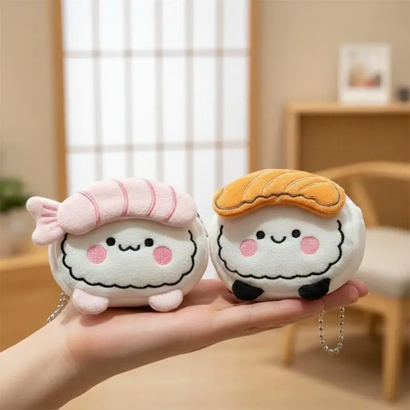 Cute Cartoon Salmon Sushi Sweet Shrimp Plush Coin Purse Creativity Earphone Bag Multi-functional Zero Wallet Storage Bag Gift