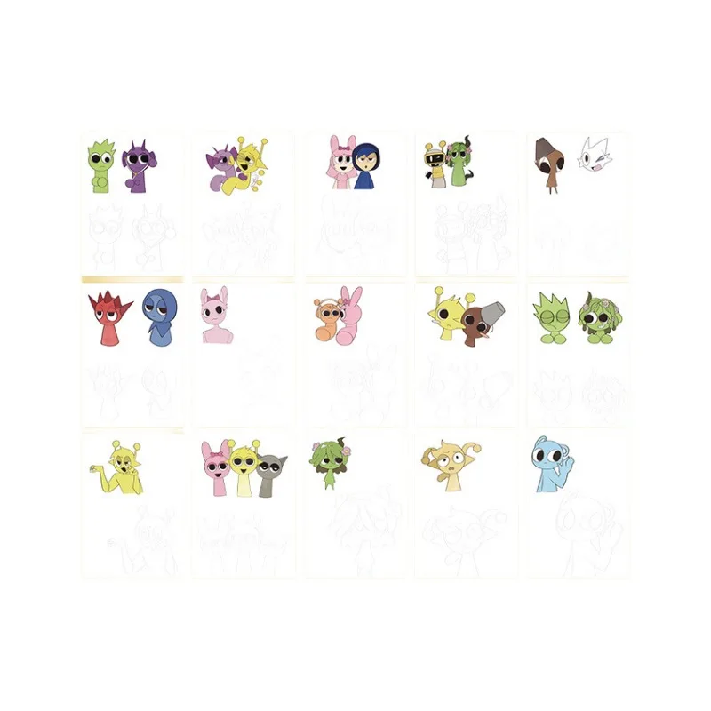 Sprunki 塗り絵漫画アニメゲームトレースフィギュア子供ぬりえ描画文具本クリエイティブスティックフィギュアギフト