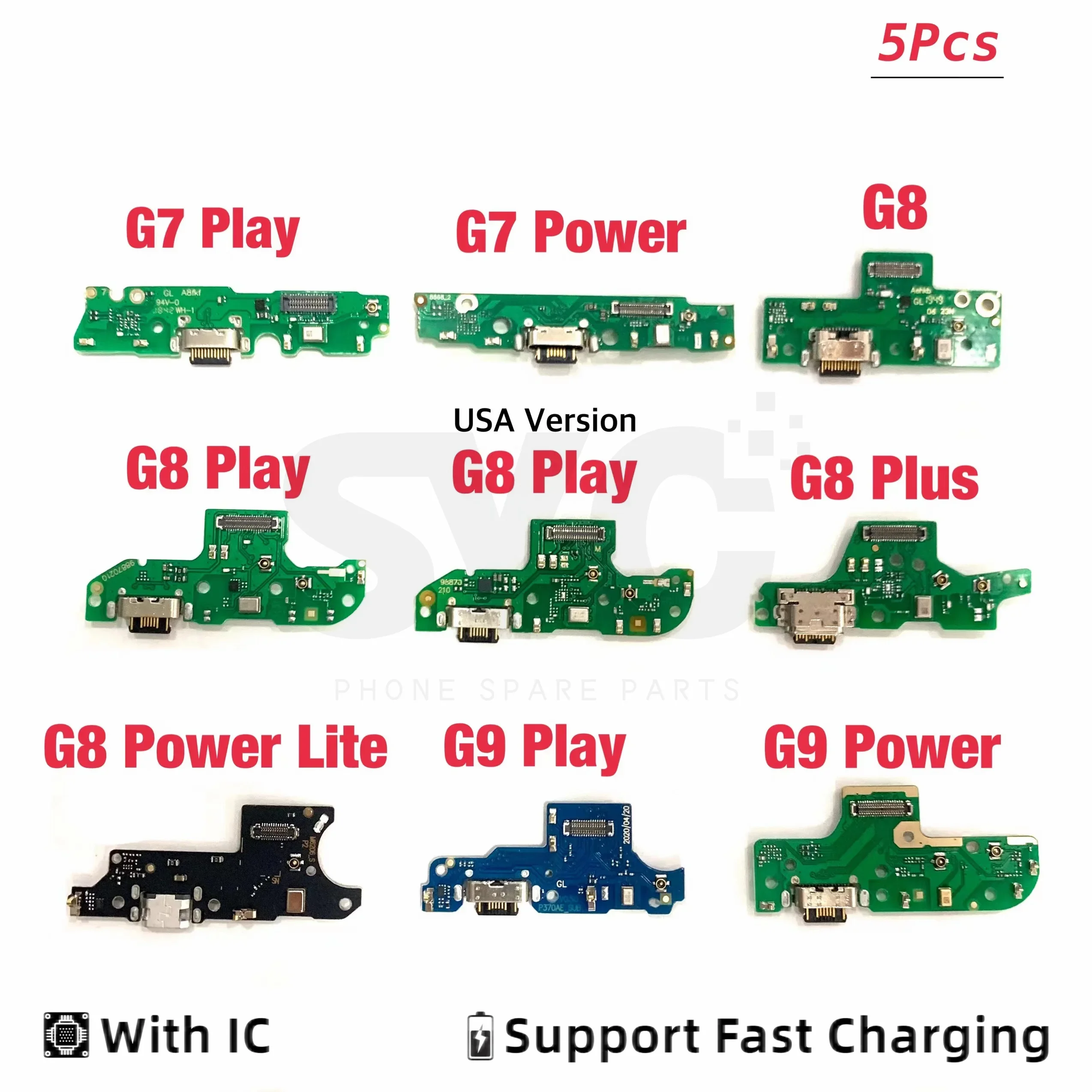 5Pcs USB Charger Dock Connector Charging Port Microphone Flex Cable For Motorola Moto G7 G8 G9 Play Plus Power Lite