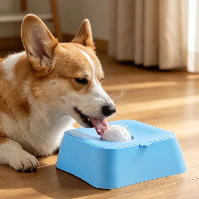 1pc New Pet Bouncing Ball Slow Feeder Bowl Dog Yogurt Lick Machine Moisture-Proof Mouth Anti-Splash Design