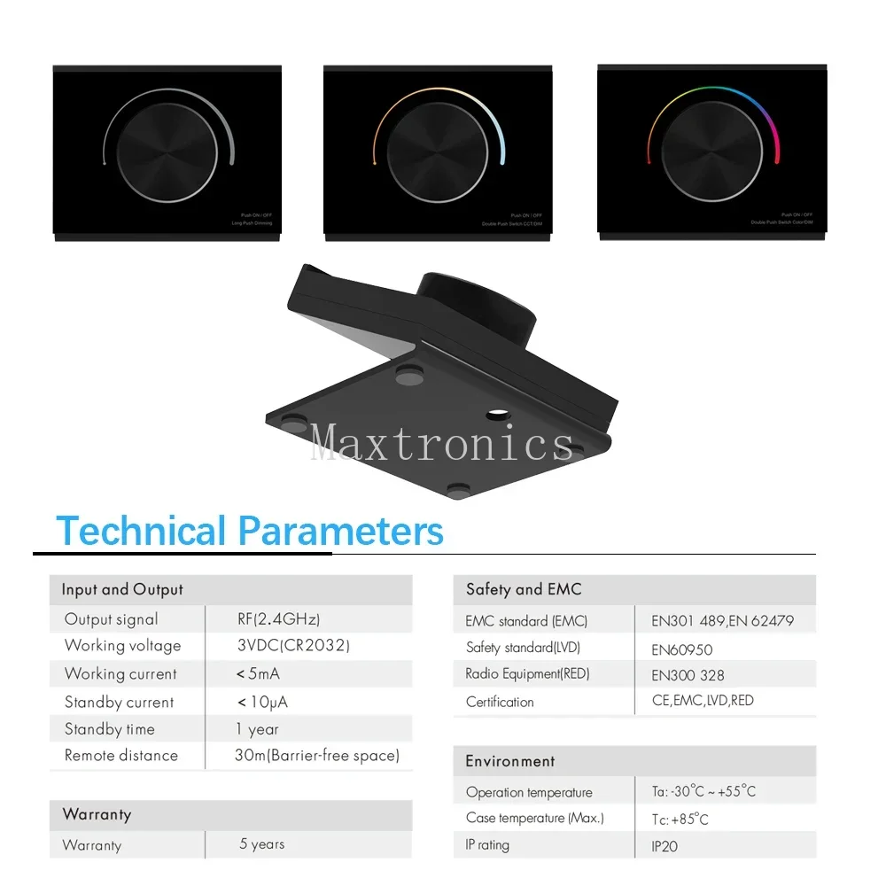 NEW 2.4G RK1/RK2/RK3 Desk Rotary Panel RF Remote Controller，V1/V2/V3 LED Dimmer for Single Color RGB Dual Color LED Light