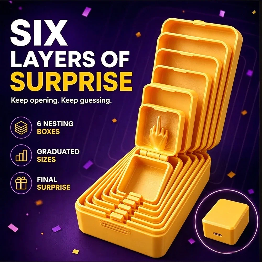 Perfect Gift 3D Printed Surprise Gift Box 6-layer Nested Gift Box Prank Finger Ring Storage Birthday Party Prank Box for Friends