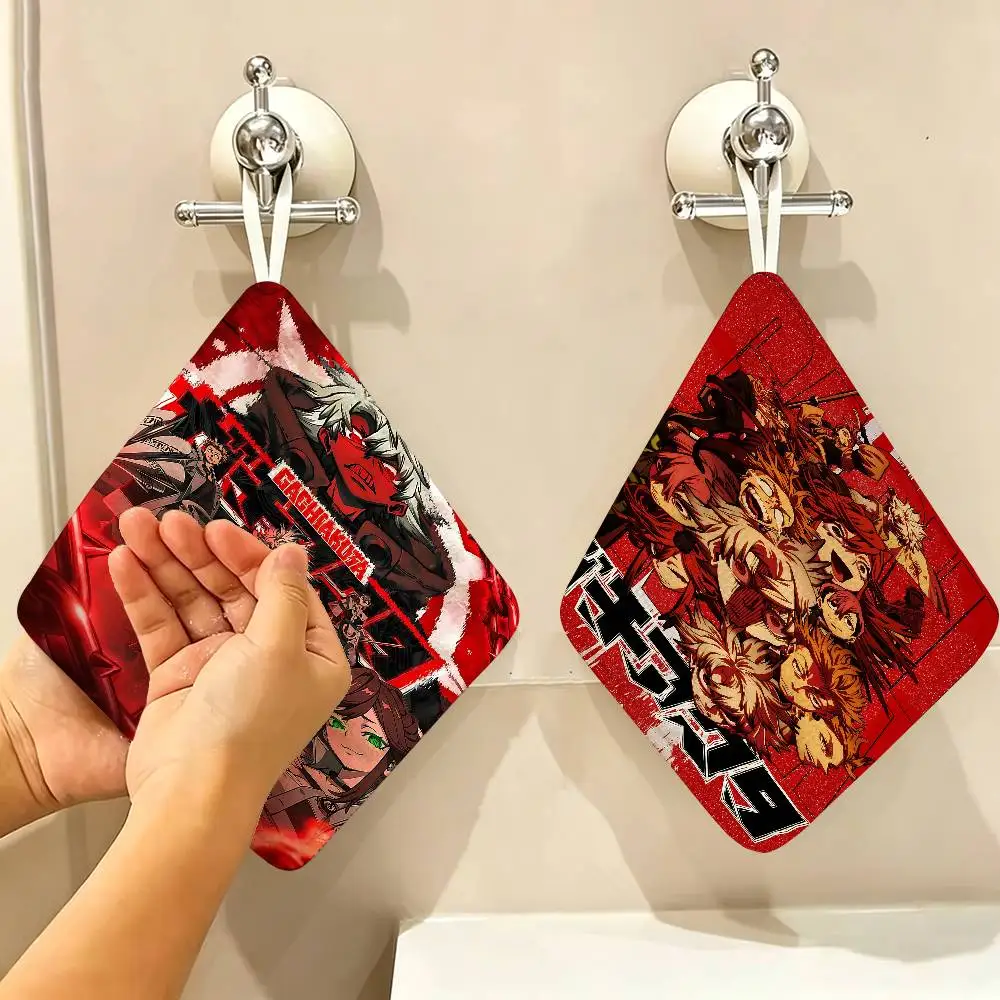 Hot Cool Anime G-Gachiakuta Hanging Kitchen Towel, Polyester Cotton Fabric, Absorbent Hand Wiping Towel for Home Dormitory