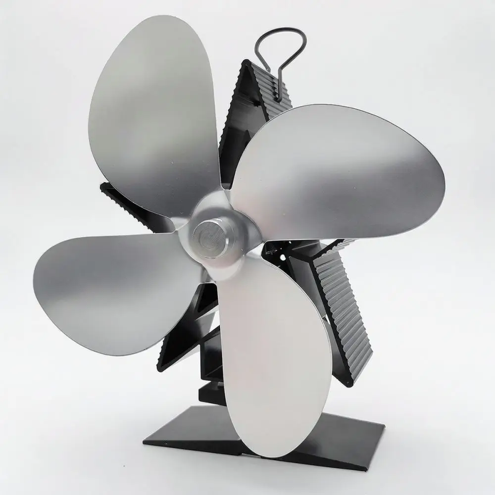 Silent Heat Powered Stove Fan Four Blade Metal Blower For Wood Fireplace Heating Efficiency Winter Home Improvement Tool