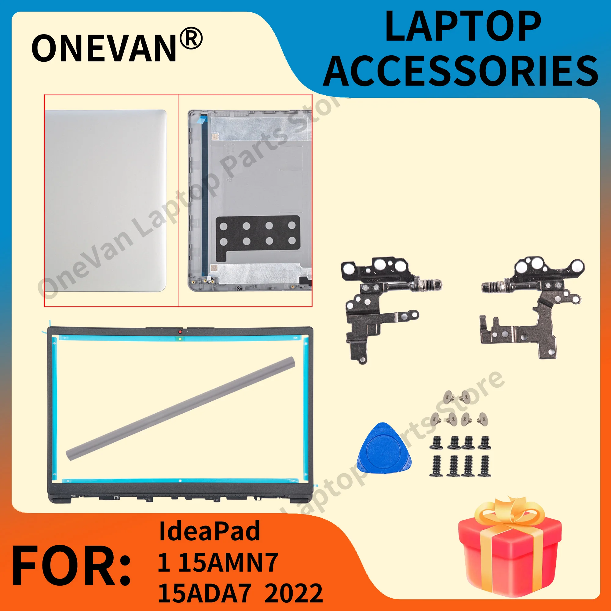 

New Cover For IdeaPad 1 15ADA7 15AMN7 2022 Plastic LCD Back Case Front Bezel Hinges Cover Gold/Silver/blue Color Top Case