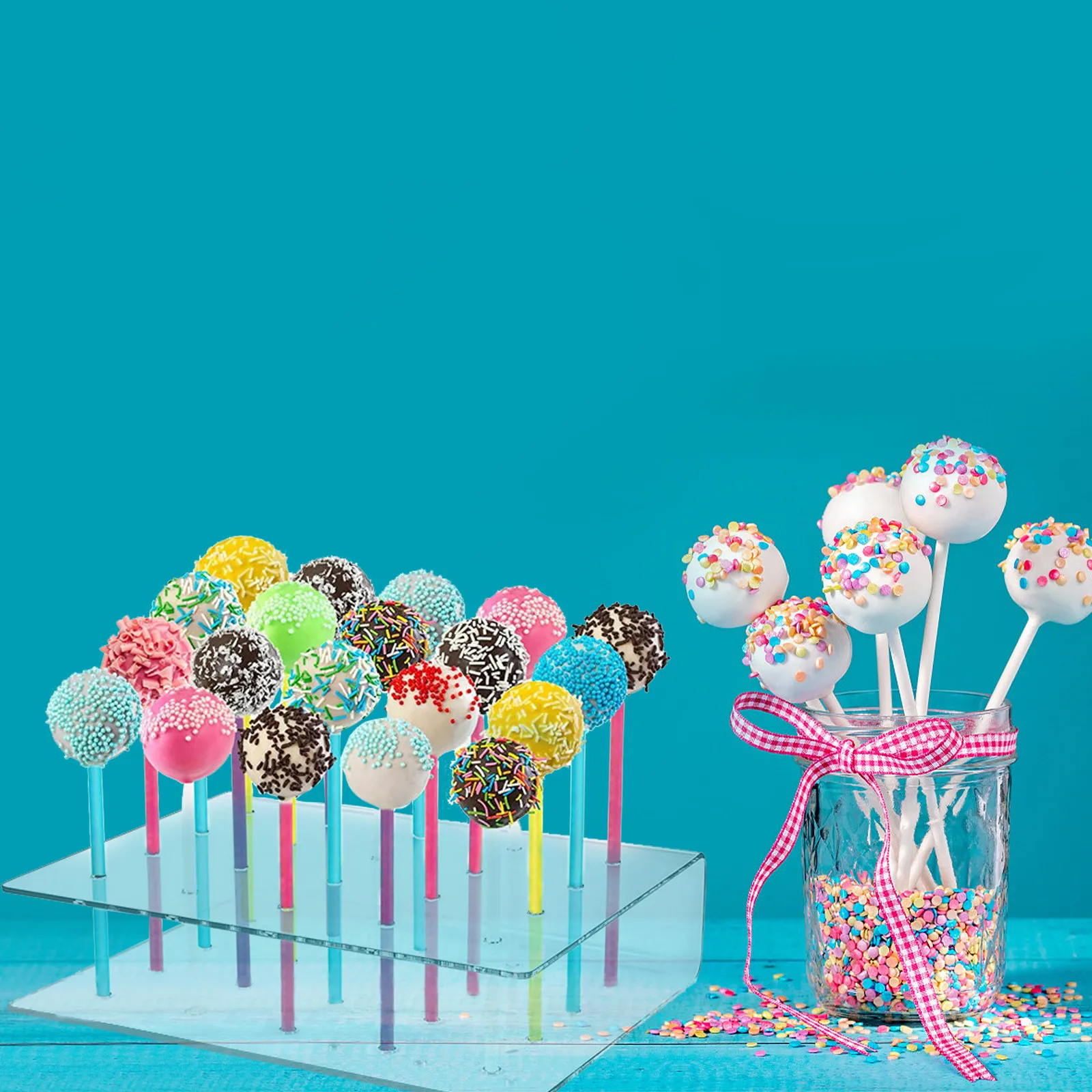

2Pcs Acrylic Lollipop Rack Transparent Display and Storage Holder 20 Slot Dessert Stand for Weddings Parties Shopping Malls DIY