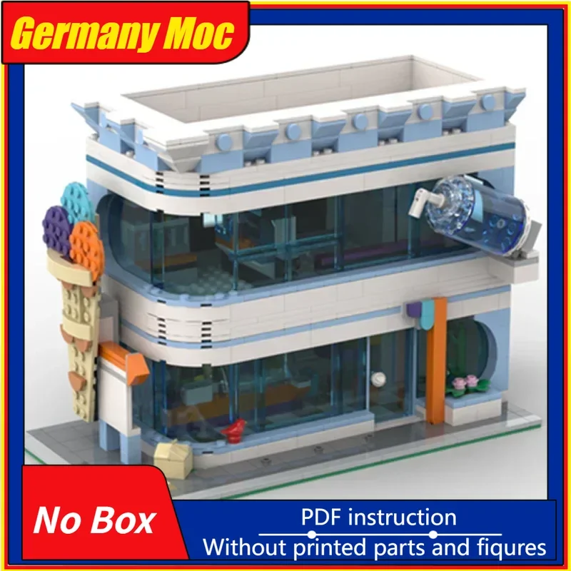 

Технические Moc Bricks, модель с видом на улицу, угловой городской десерт, модульные строительные блоки, подарки, игрушки для детей, наборы «сделай сам», сборка