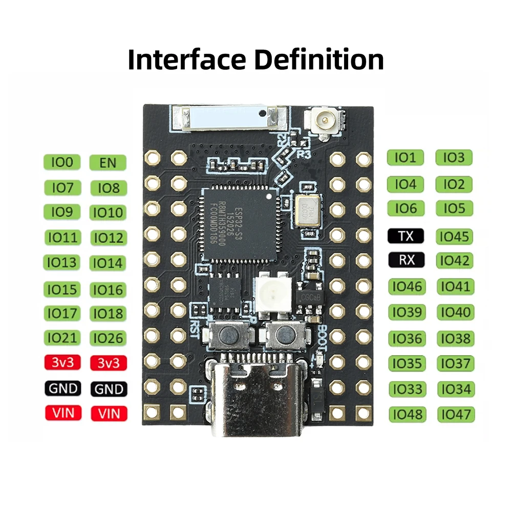 ESP32-S3-N16R8 WiFi Bluetooth Development Board 16MB Flash Bluetooth 5.0 dual-core MCU Module 22Pin Type-C Supports AI XiaoZhi