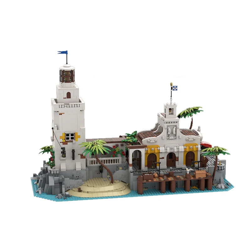 

5001PCS MOC Pirate Sailing Puerto Santa Maria Harbor Light Model Building Block DIY Creative Assembly Puzzle Display Gift Home