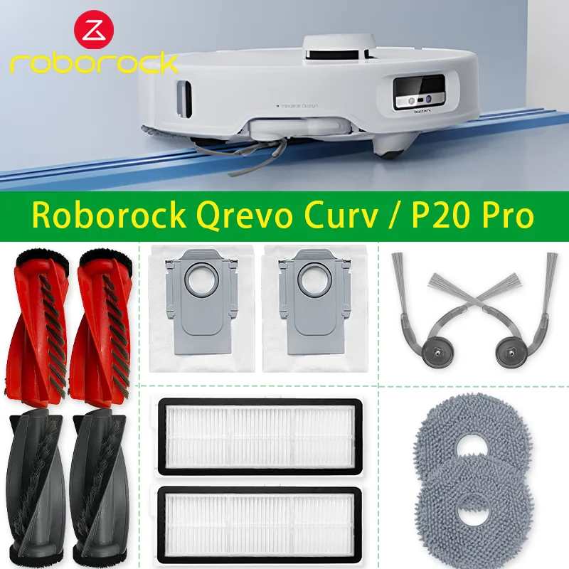 

Roborock Qrevo Curv / P20 Pro Vacuum Parts Main Roller Side Brush Hepa Filter Mop Cloth Dust Bag Accessories