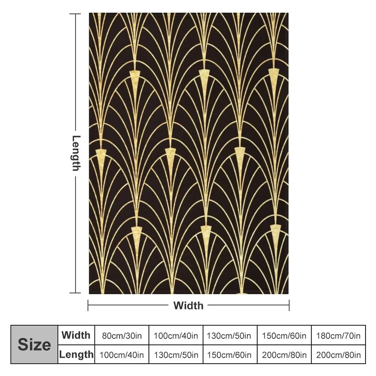 Sophisticated Glitzy (Faux) Gold Art Deco Pattern Throw Blanket couch cozy soft plush fuzzy picnic outdoor blanket