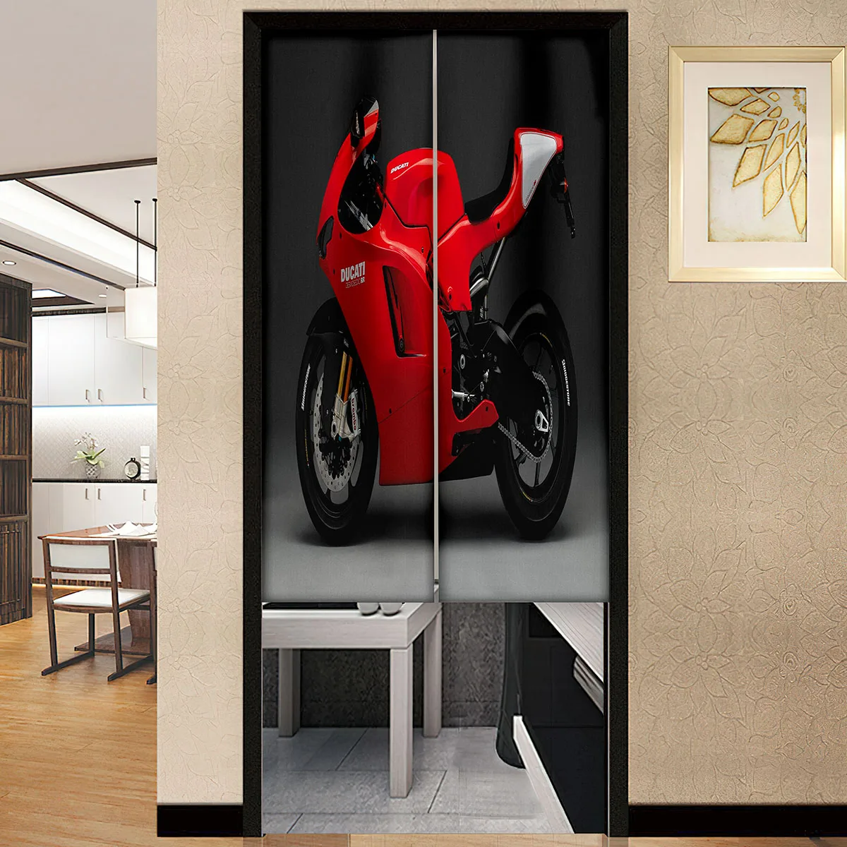 Creative Club Motorcycle Door Curtain Superbike Household Entrance Partition Curtain Kitchen Bedroom Linen Hanging Half-curtains