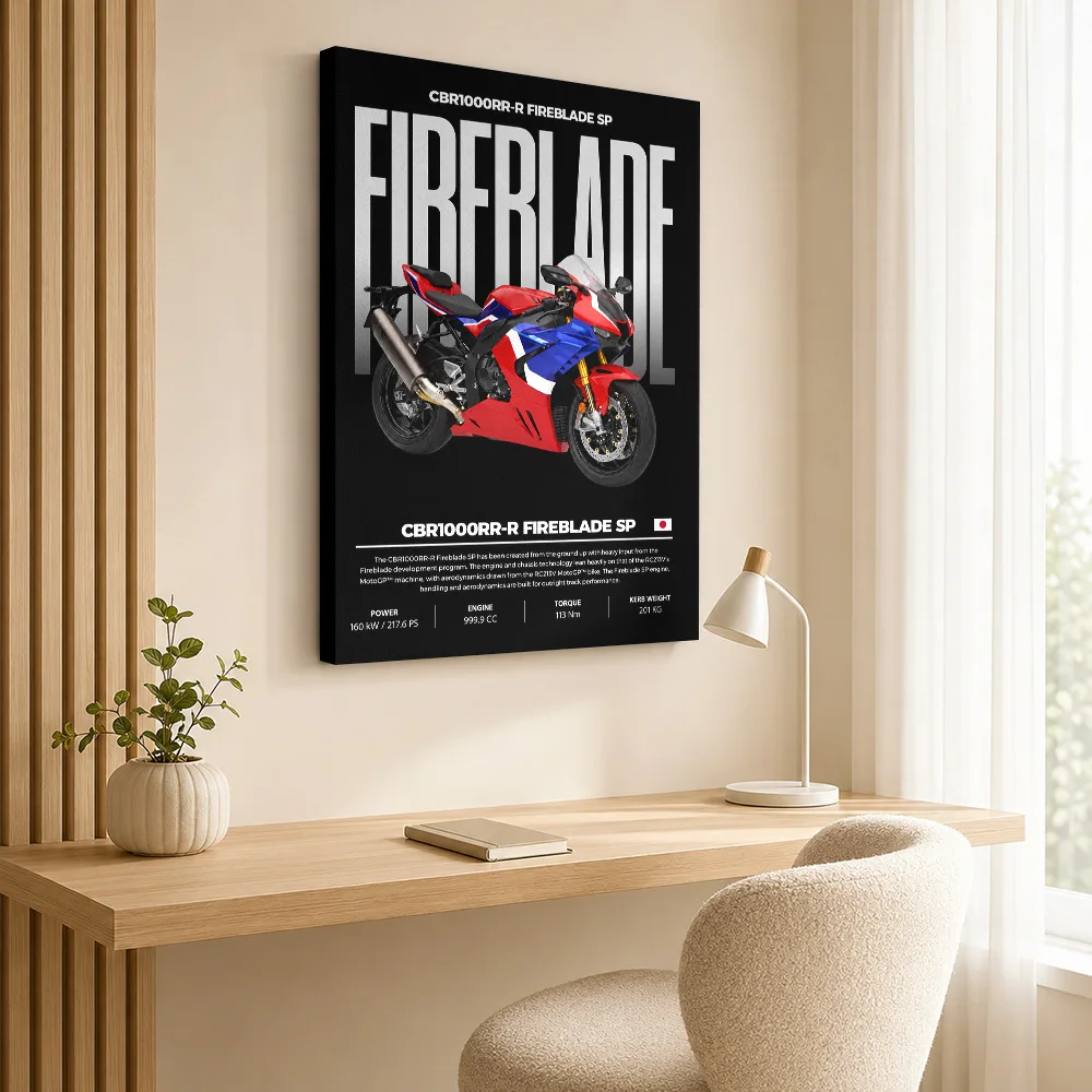 Japanese CBR1000RR-R Fireblade SP Red Blue Sport Bike Canvas Posters 3D Wall Art With Customized Photo For Den Ideal Rider Gift