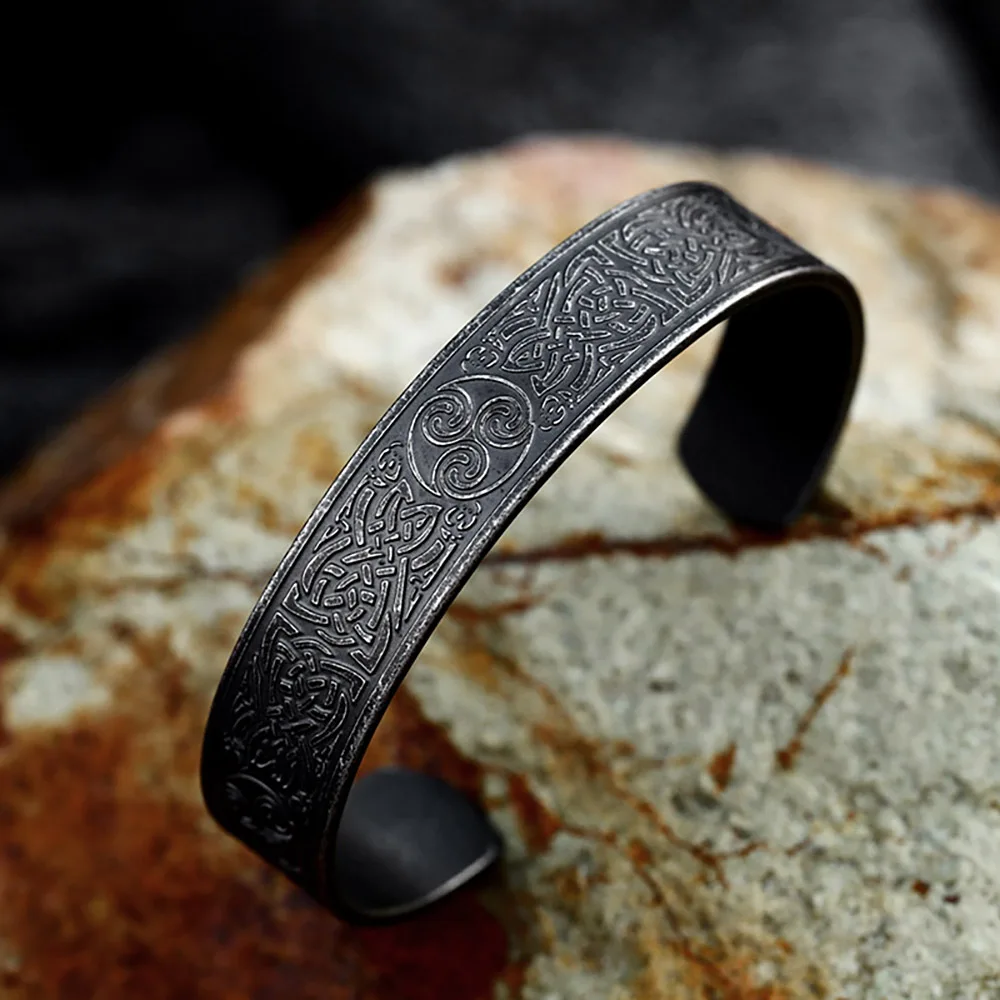 Black Stainless Steel Viking Rune Bracelets For Men Women Retro Viking Tree of Life Bracelet Biker Fashion Jewelry Amulet Gift image 3