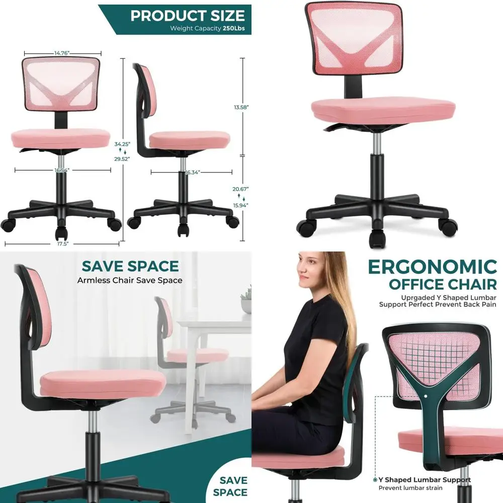 

Эргономичное поворотное офисное кресло для дома, регулируемая сетчатая спинка, удобное для небольших помещений, ярко-розовый