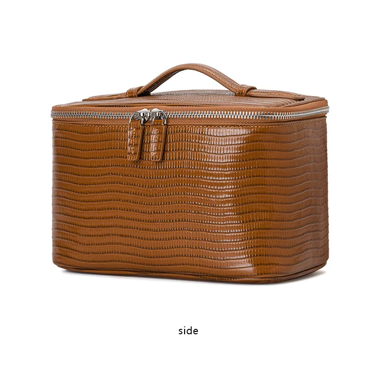 Aidrani Echtleder-Kosmetiktasche mit Eidechsenmuster, große Kapazität, Handtasche, Damentasche, Aufbewahrungstasche, Reise-Toilettentasche – Detail 11