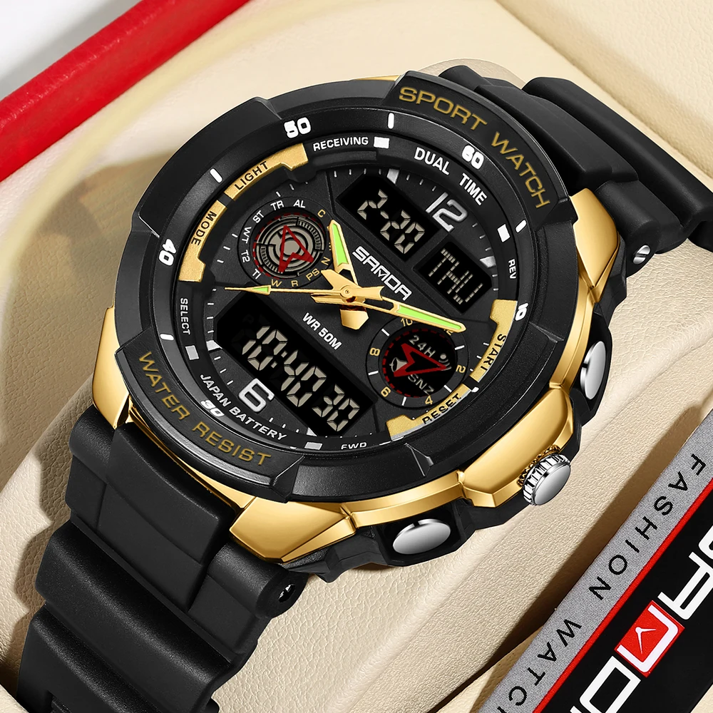 Fashion Brand Men Watches Waterproof ,Quartz Sports Watch For Man,Top Brand Luxury Mens Analog Dual display Military Wristwatch