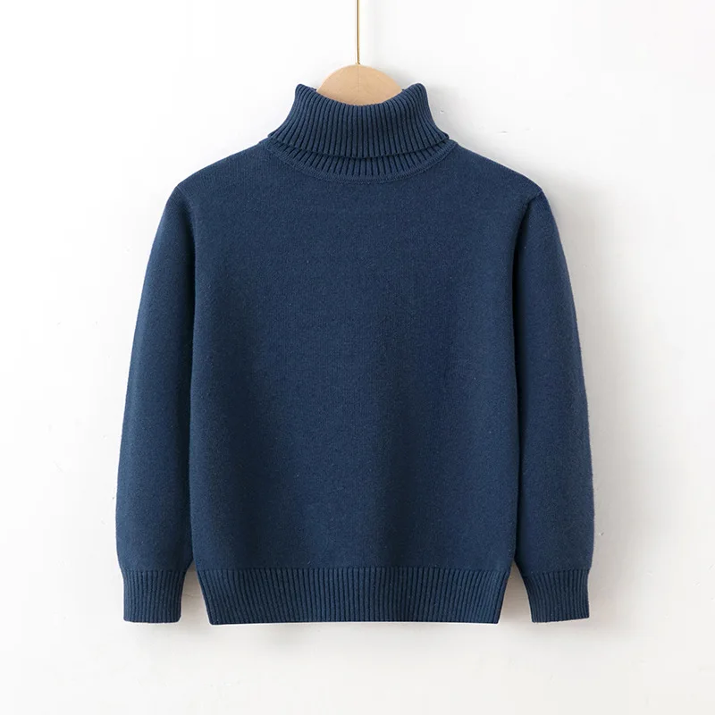Children's British Sweater Winter New Item Pure Cotton Thread High-end Pullover Sweater High Neck Bottom Knitted Kid's Clothing