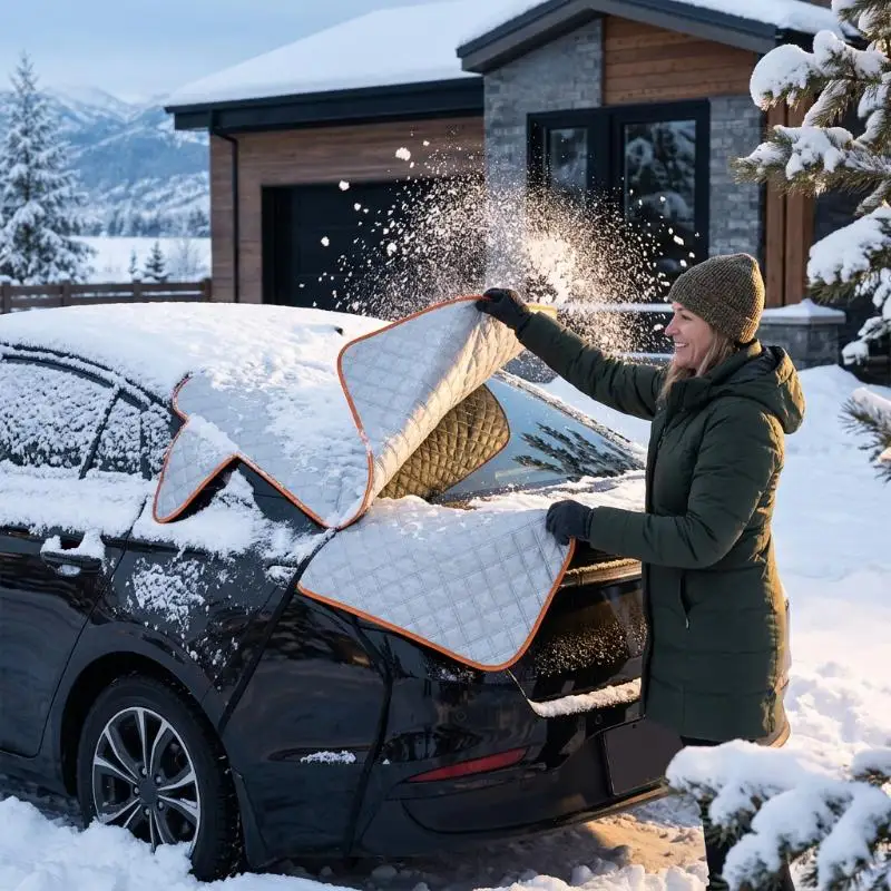Winter Car Rear Window Snow Ice Cover Quick Removal Anti Frost Scratch Resistant Protector for All Vehicle Types