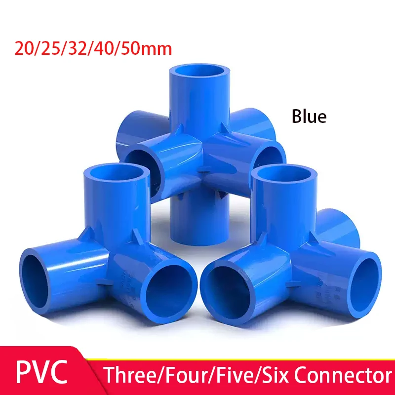 1-10pcs 20/25/32/40/50mm PVC Blue 3/4/5/6-Way Three-Dimensional Connector Home Garden Irrigation Hose Fittings Water Connectors