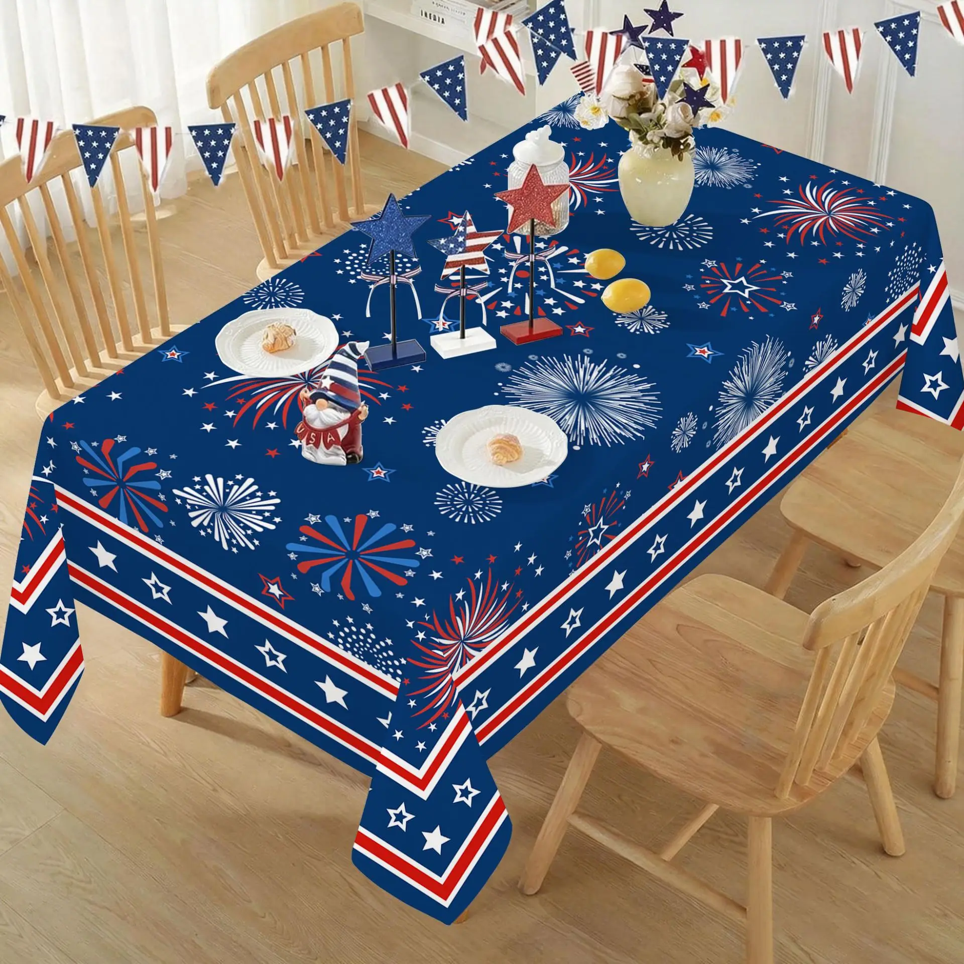 American Decoration Tablecloth Polyester Festival 250/semiquincentennial Independence Day Decoration Table Cloth Rectangle Cloth