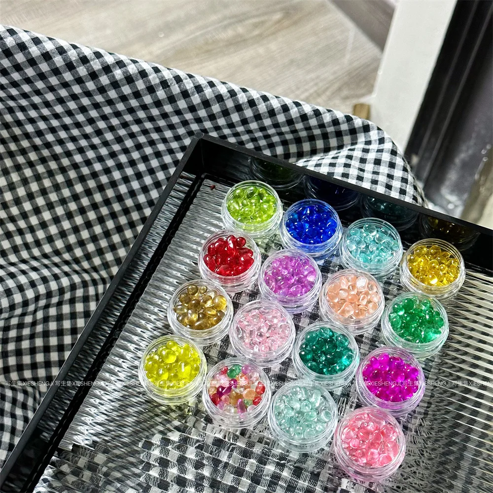 New 3D Nail Art DIY Nail Decoration Rhinestones Mermaid Beads Strass Shiny Light-sensitive Crystal Glass Candy Colors Manicure