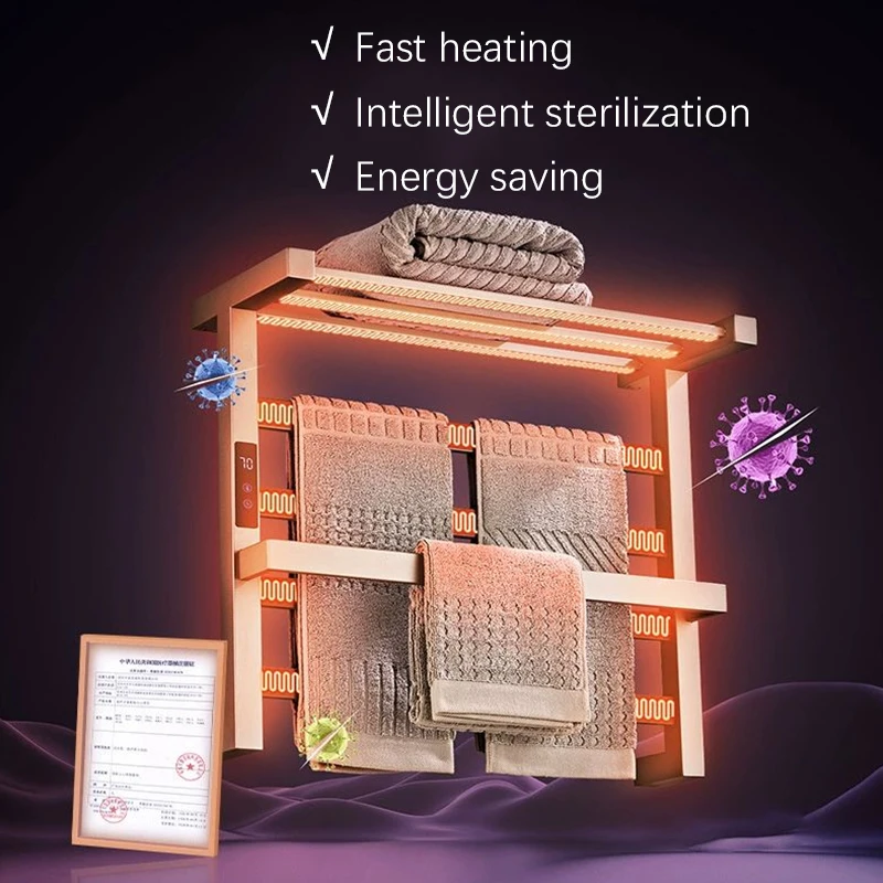 OXG Термостатическая электрическая вешалка для полотенец для ванной комнаты Настенная электрическая вешалка для полотенец с подогревом для ванной комнаты, встроенный таймер