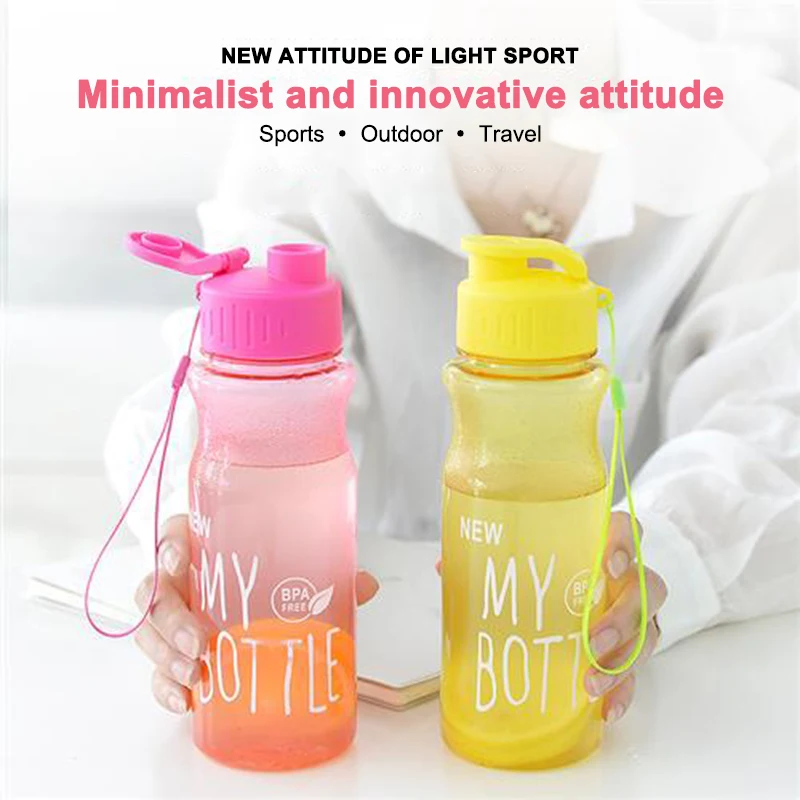 Large Capacity Sports Water Bottle 550ml, Colorful Transparent Flip Water Cup, Small Mouth Drip Proof Safe Plastic Water Bottle