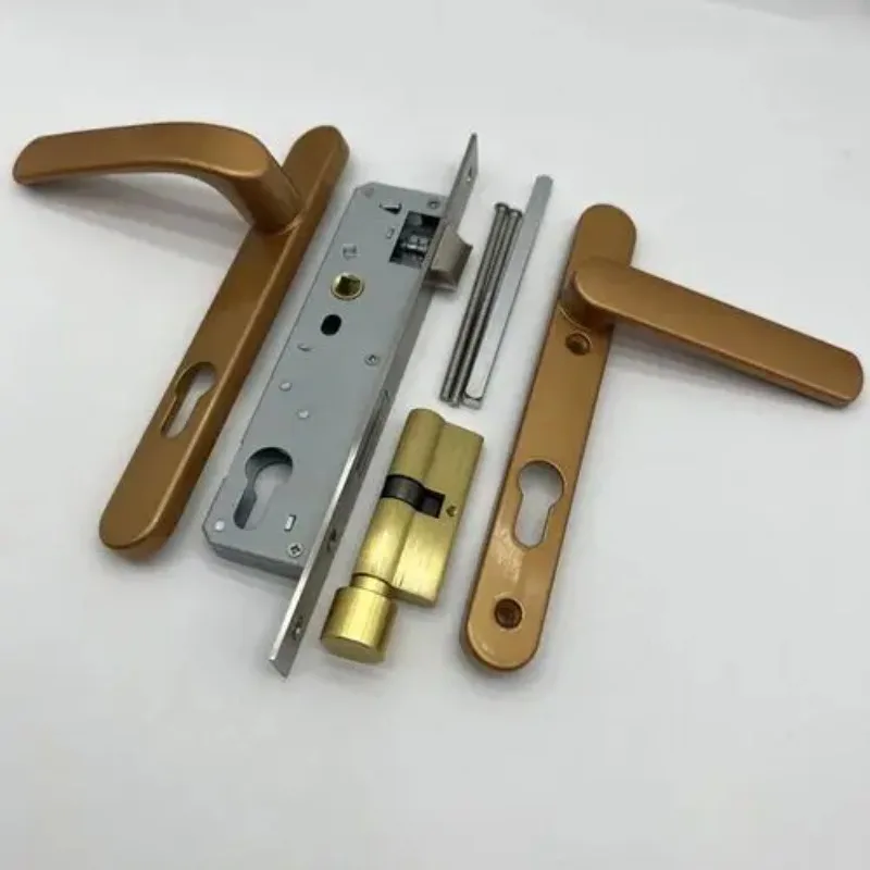 

1 set of stainless steel broken bridge aluminum series screen door locks silver complete set of handle locks Keyed Alike
