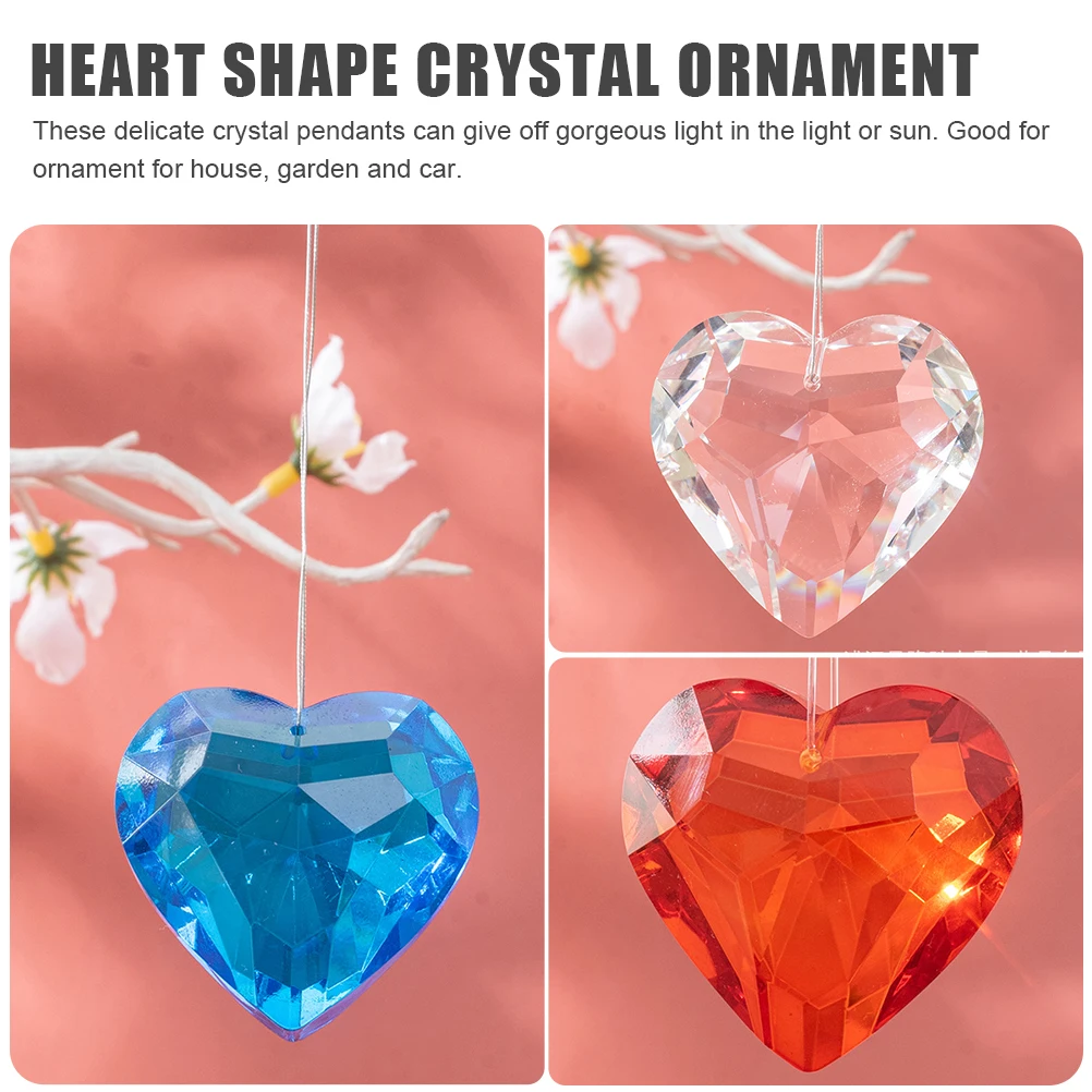 

5pcs Hanging Decor Heart Shape Crystal Ornament Tree Hanging Window Prisms Suncatchers Pendant Diy Craft Premium