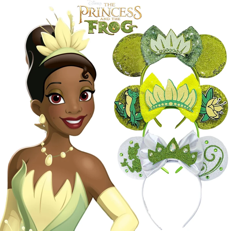 Disney Tiana Ear Headband for Adults The Princess and the Frog Mickey Mouse Naveen Ears Hairbands Women Sequins Hair Accessories