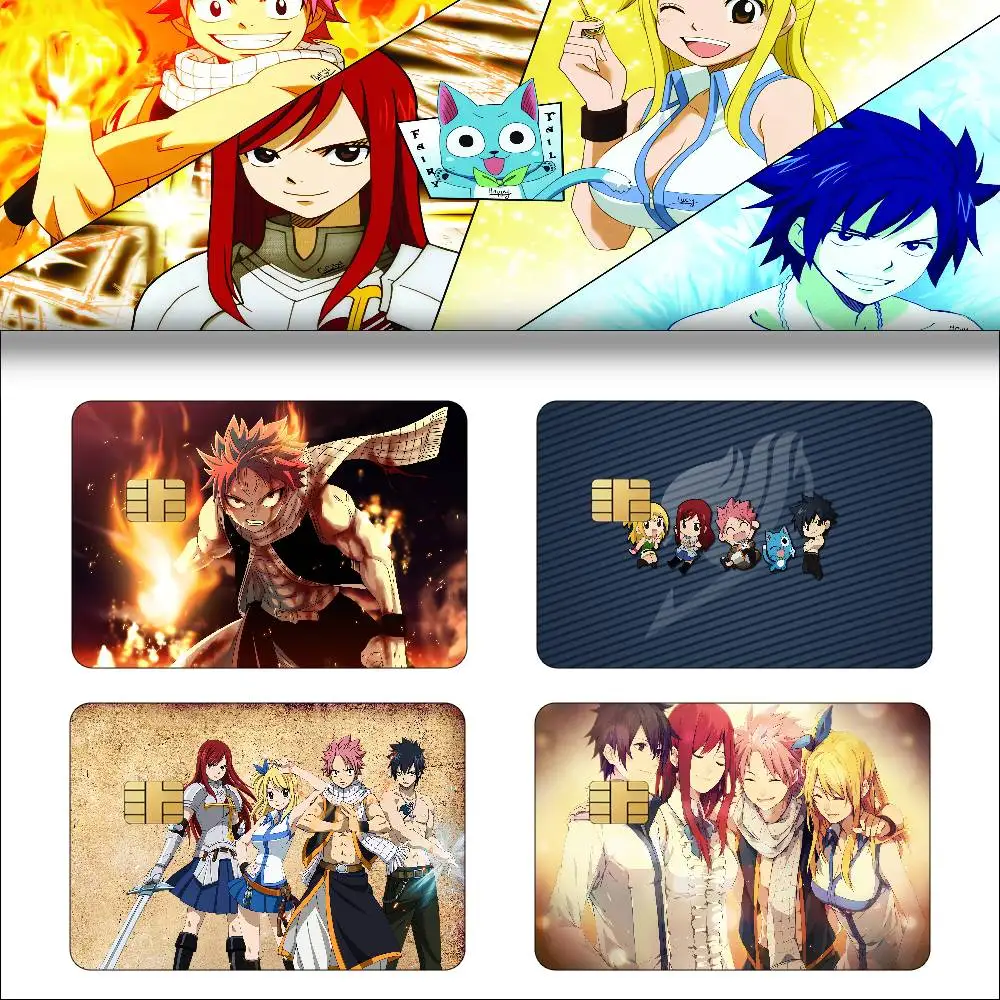 Anime Fairy Tail Anime 4pcs 1Set Funny Shell On Off Ultra Thin No Fade Sticker Skin Cover Film For Debit Credit Card