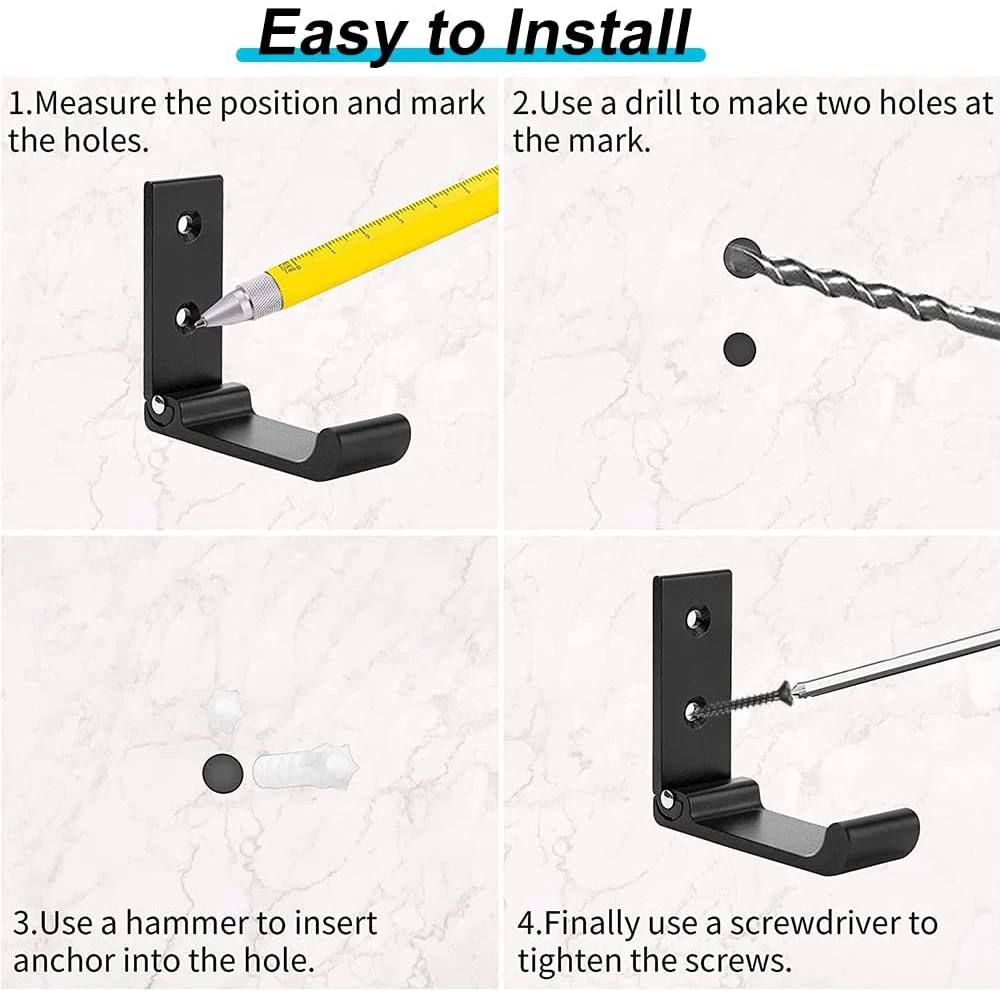 4Pcs Folding Coat Hooks Heavy Duty Aluminum Wall Mount Clothes Rack No Rust Invisible Wardrobe Towel Hanger Hook with Screws image 5